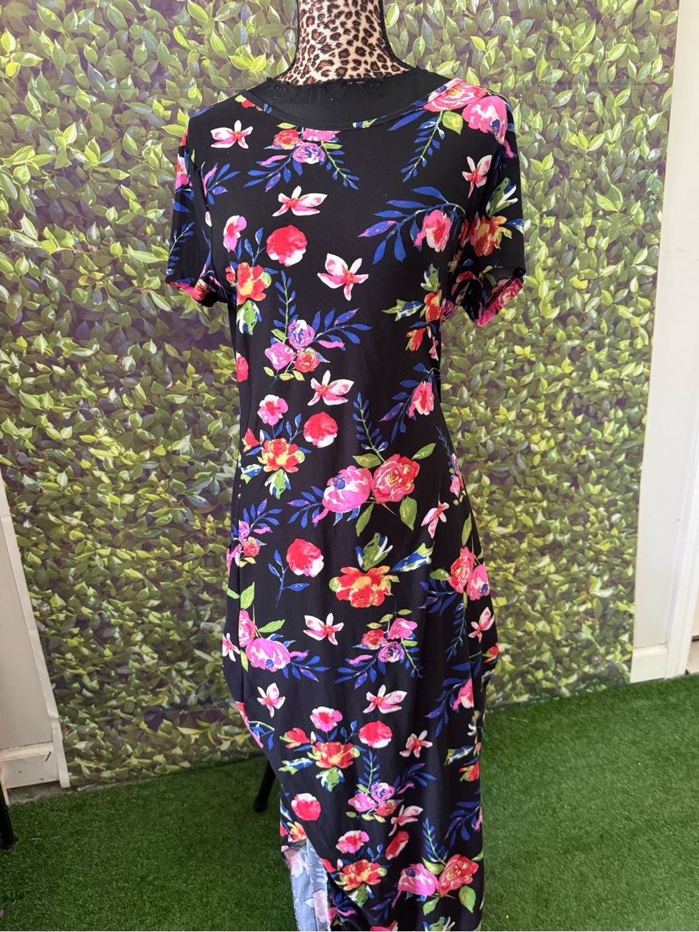 Floral Black Maxi Dress - Women's Casual Floral Print 97